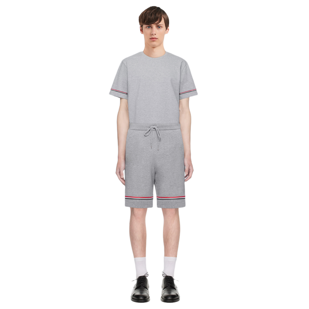 Thom Browne Style Tricolor ribbon unisex shorts