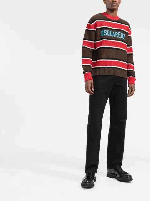 DSQUARED2 jacquard logo striped jumper