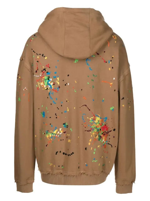 Mostly Heard Rarely Seen logo-print paint-splatter hoodie
