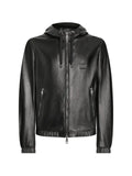 Dolce & Gabbana logo-tag hooded leather jacket