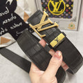 LOUIS VUITTON LV 25S BELT 38 MM IN BLACK CALFSKIN 593268