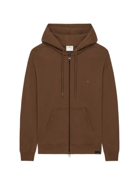 Courrèges logo-embroidered zip-up hoodie