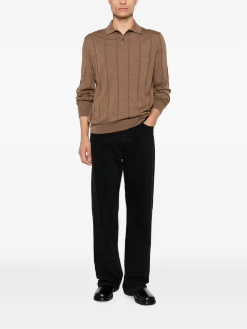 Canali ribbed polo sweater