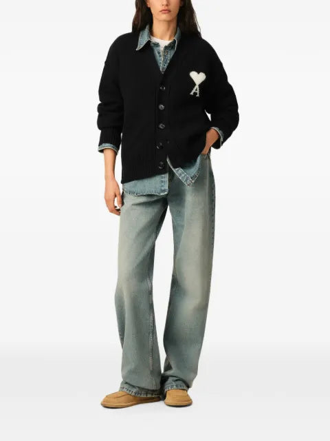 AMI Paris wool cardigan with Ami de Coeur