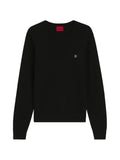 HUGO Setallo knitted-piqué sweater with metallic stacked-logo