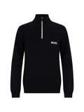 BOSS quarter-zip logo-print sweater