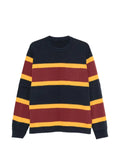 sacai striped-knit layered-sleeve sweater