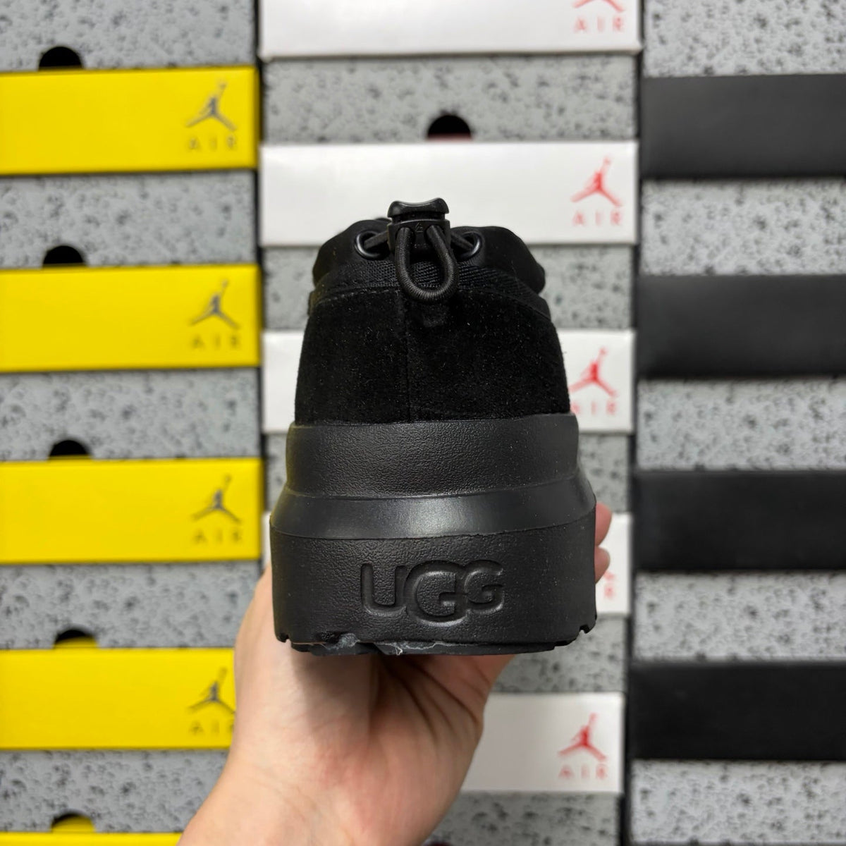 UGG Tasman Weather Hybrid Slip-On – Waterproof Suede Shoe with Shearling Lining, Cinch Drawstring & All-Terrain Lug Sole in Black