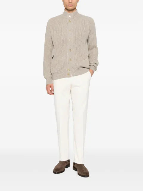 Brioni ribbed-knit high-neck cardigan