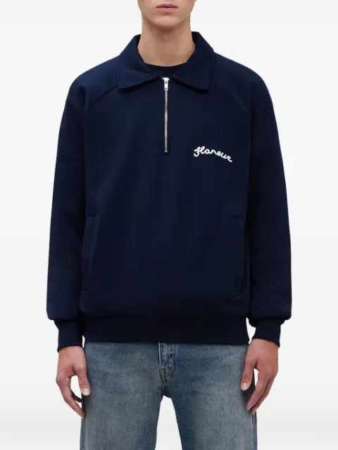 FLÂNEUR Signature raglan half-zip sweater