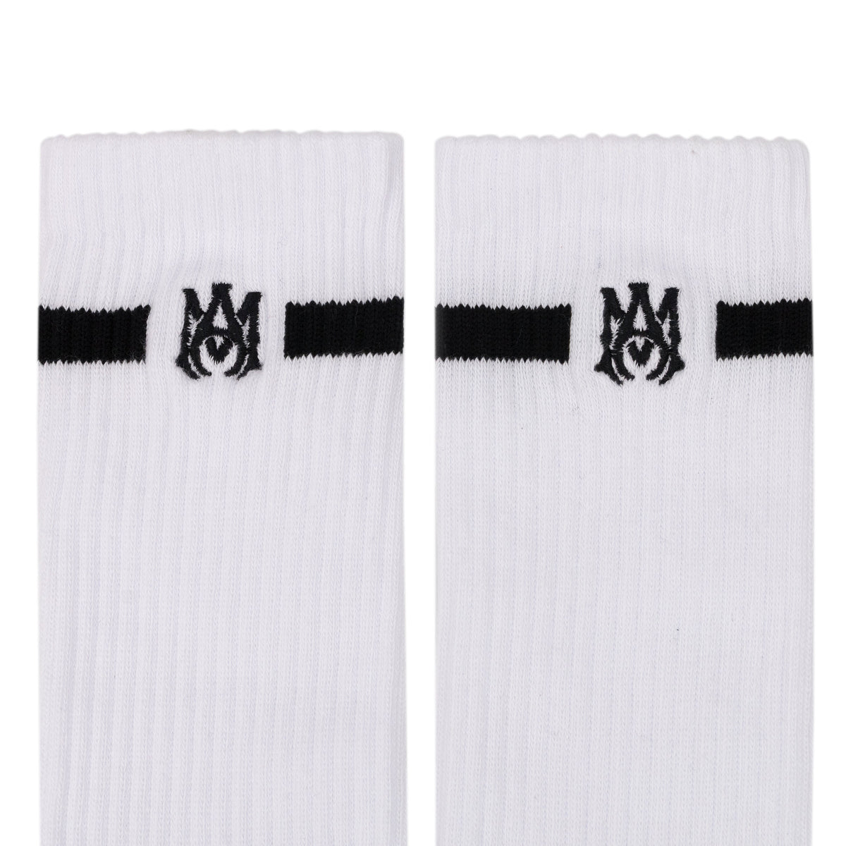 Black/White MA Embroidery Patch Socks