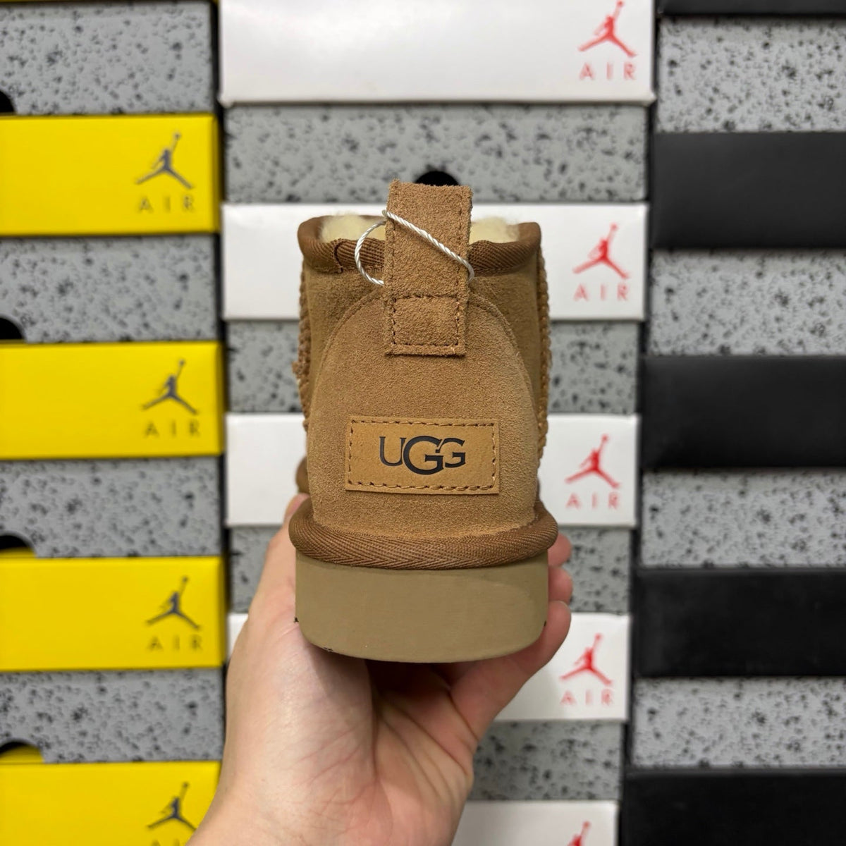 UGG Classic Ultra Mini Boot – Suede Ankle Boot with Shearling Lining, Herringbone Collar & Tonal Lug Sole in Chestnut