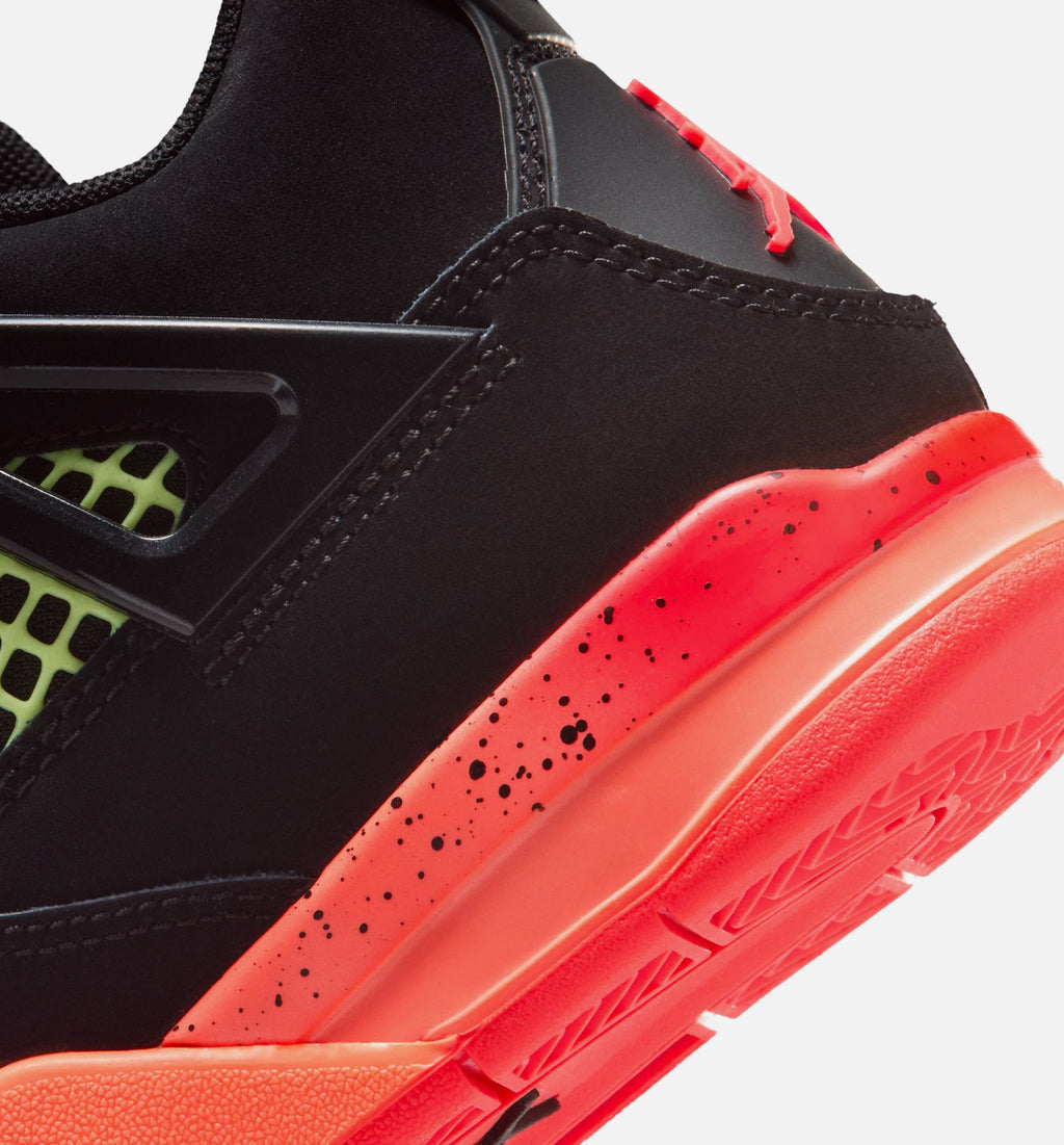 Air Jordan 4 Retro Black Infrared 23 | Preschool Lifestyle Shoe | Black/Infrared 23/Bright Mango