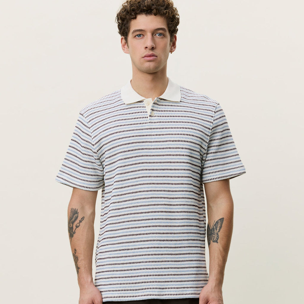Les Deux Knitted Stripe Polo: Eggnog White