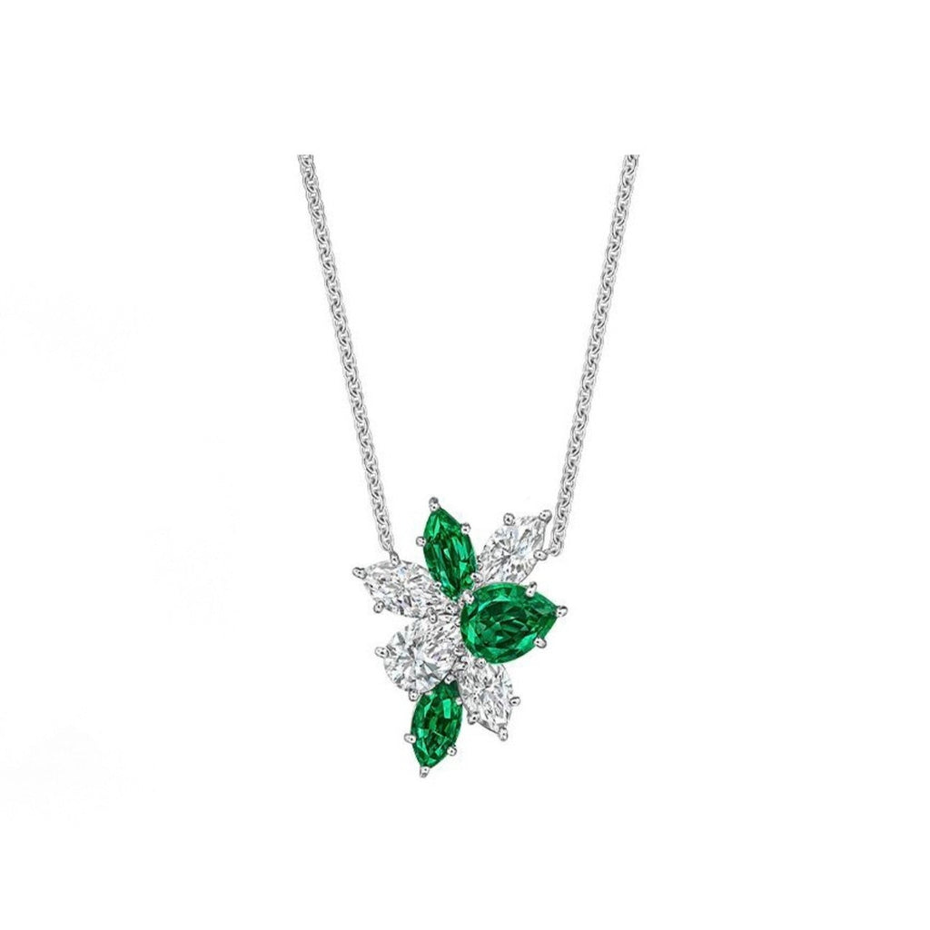 Harry Winston Style Pear-Cut Floral Cubic Zirconia Necklace