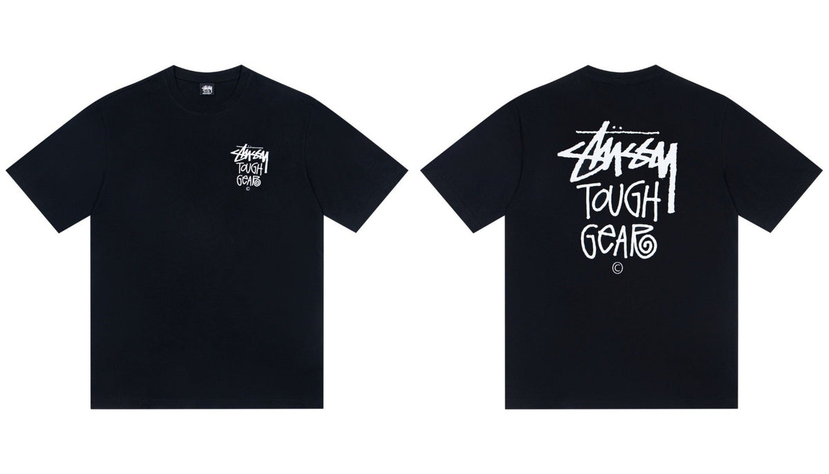 Stussy Tough Gear Front And Back Text Graphic Short Sleeve Tee