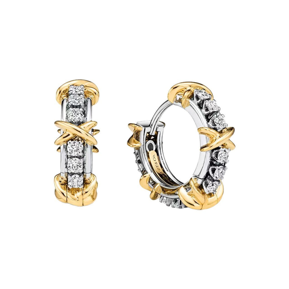 Tiffany Style Crossover Cubic Zirconia 18K Gold-Plated Earrings
