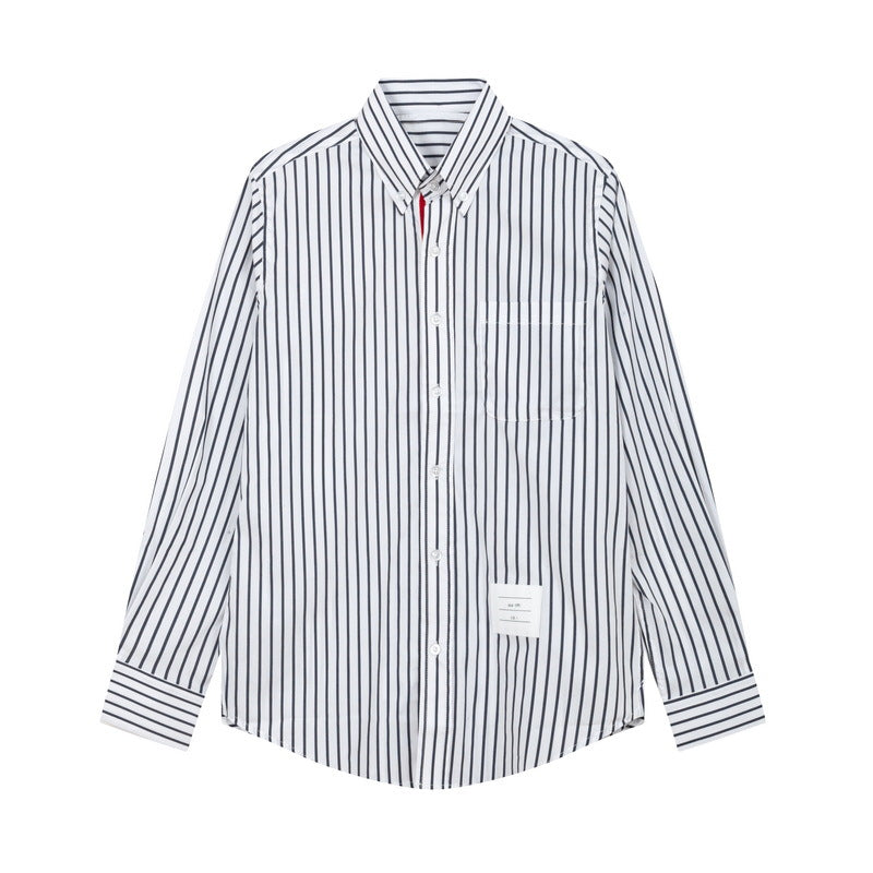 Classic Four-Bar Black & White Striped Patchwork Shirt - Premium Designer | Thom Browne