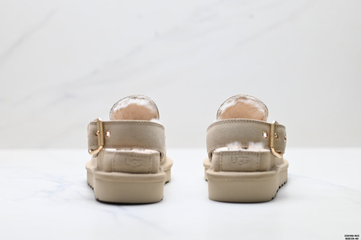 UGG Golden Family Shearling Buckle Clogs