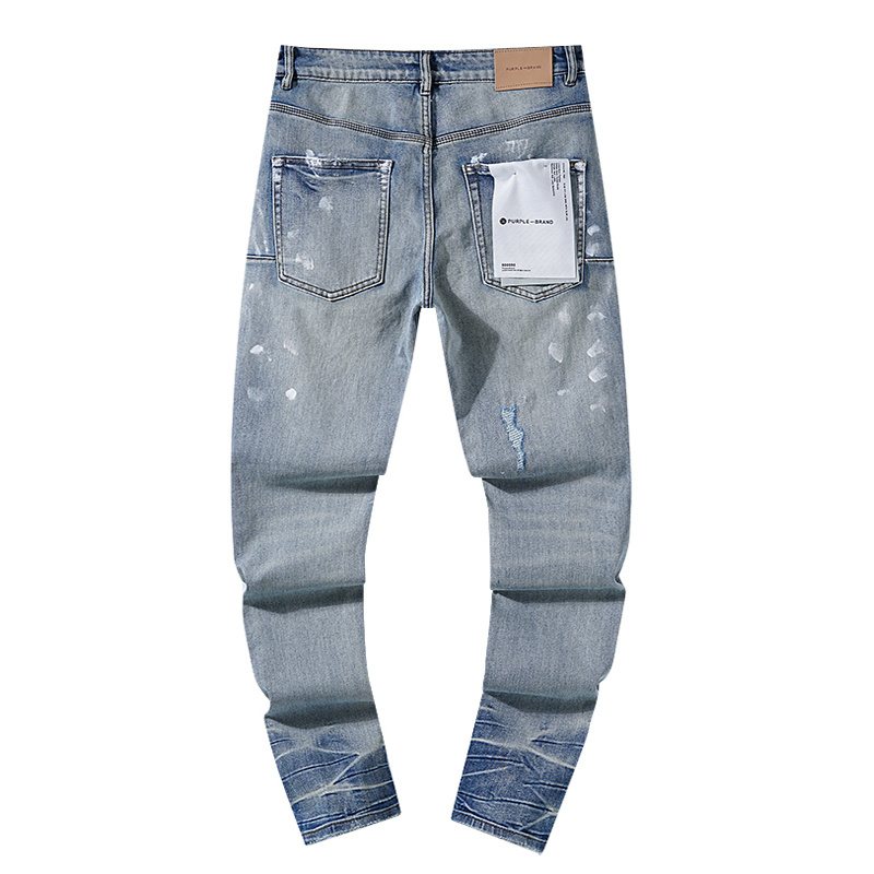 Purple Brand Light Blue Paint-Splatter Distressed Jeans