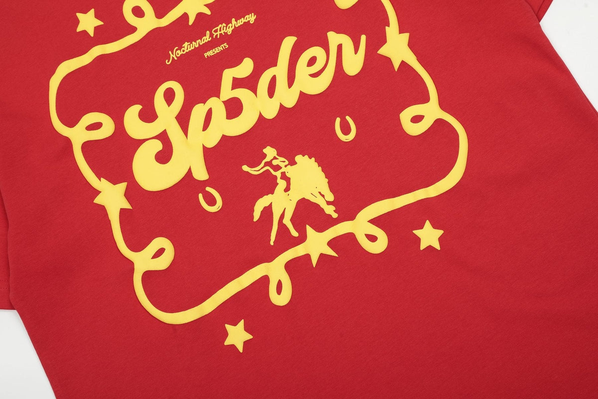 Sp5der Yellow Western Graphic Red T-Shirt