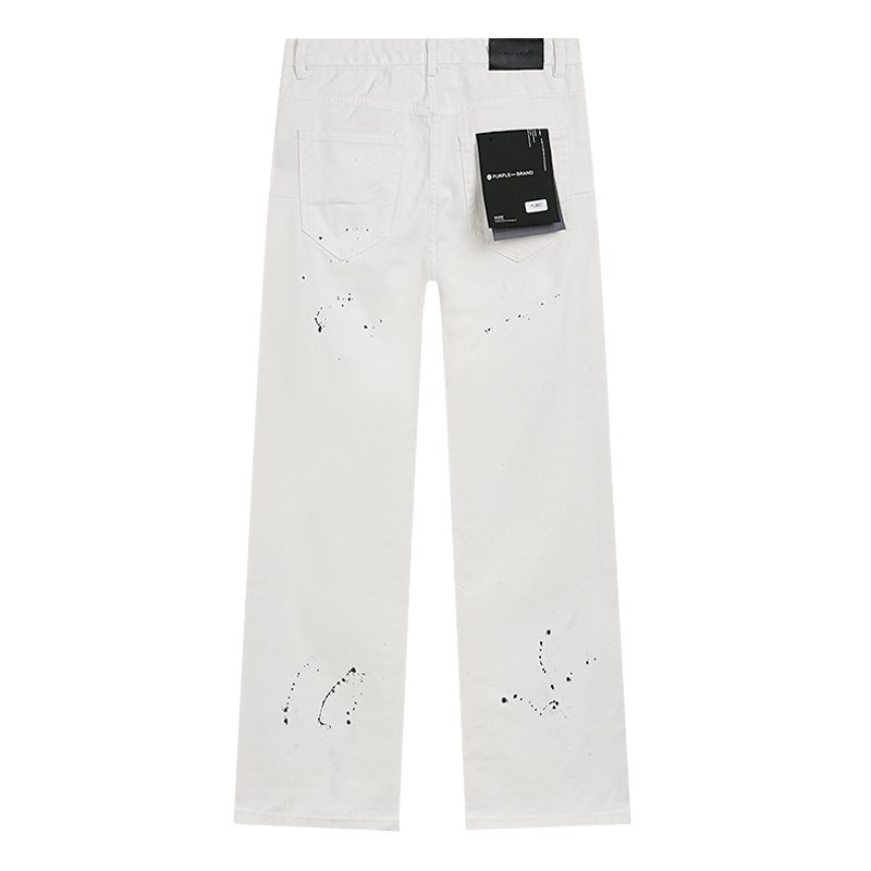 Purple Brand White Distressed Paint-Splatter Jeans