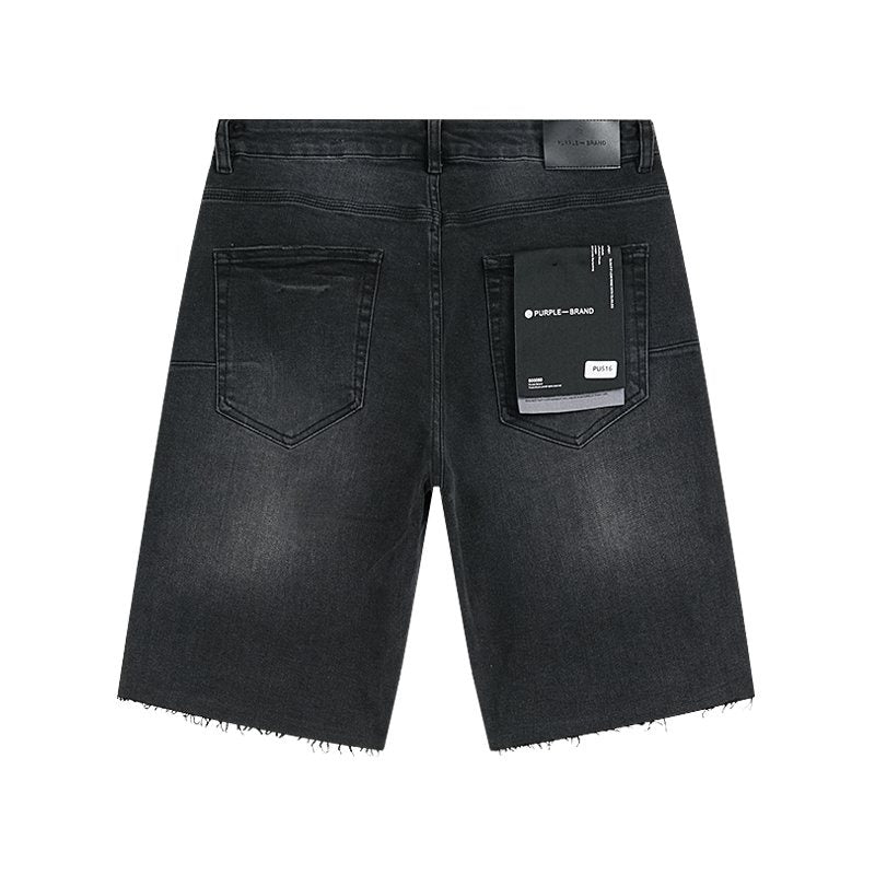 Purple Brand Rhinestone Graphic Denim Shorts