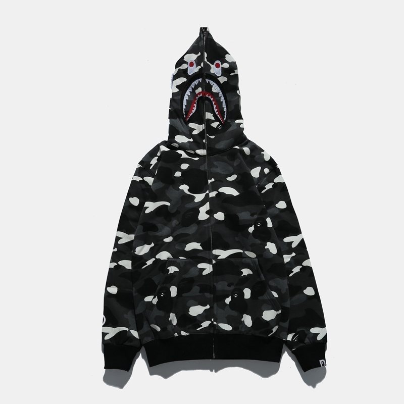 BAPE WGM Shark Camo Zip Hoodie - Black/White