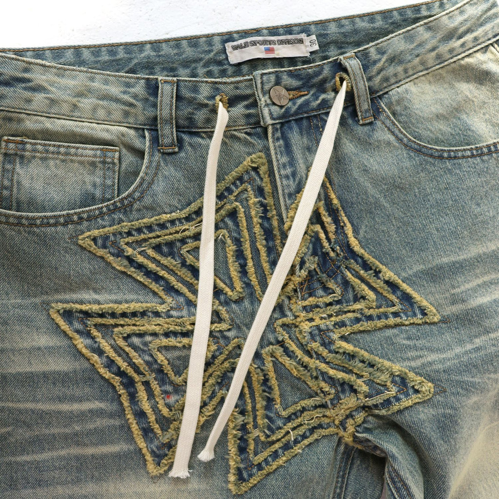 Vale Forever Embroidered Letter Washed Jeans