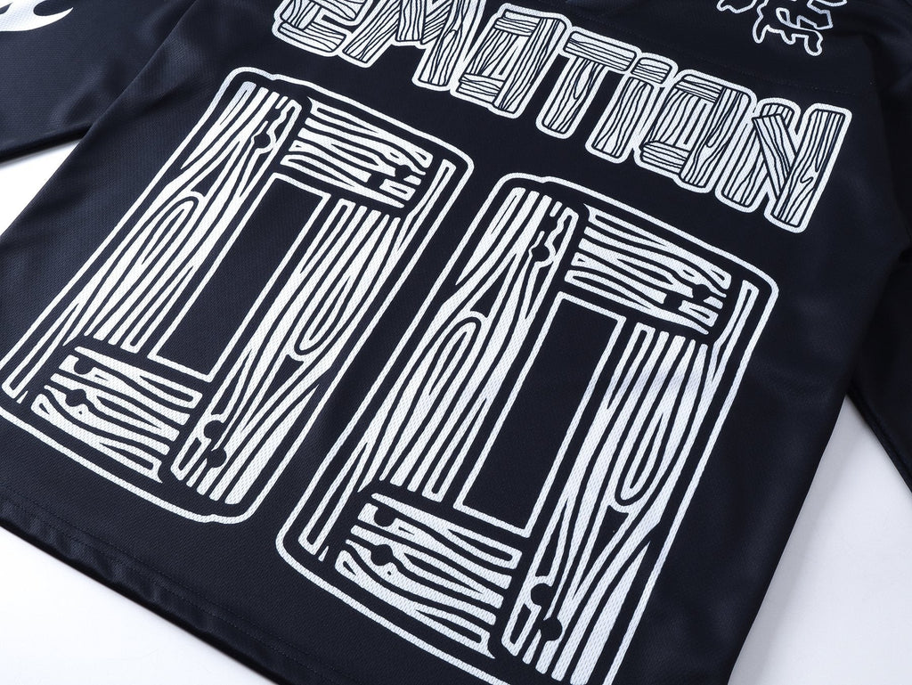 MIXED EMOTION V-Neck Jersey-Style Long-Sleeve T-Shirt