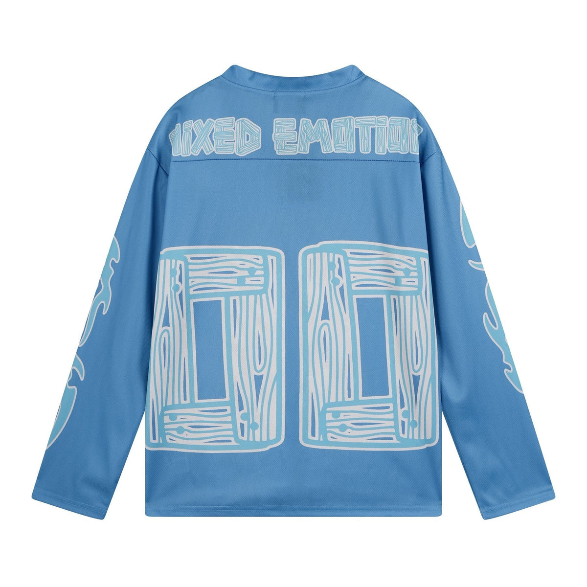 MIXED EMOTION V-Neck Jersey-Style Long-Sleeve T-Shirt
