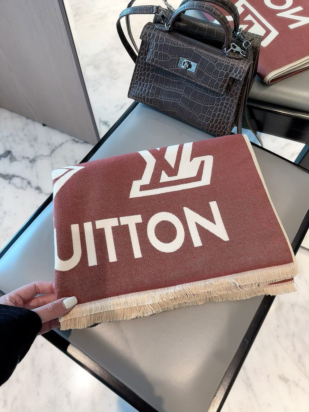 Louis Vuitton Style Oversized Monogram Scarf
