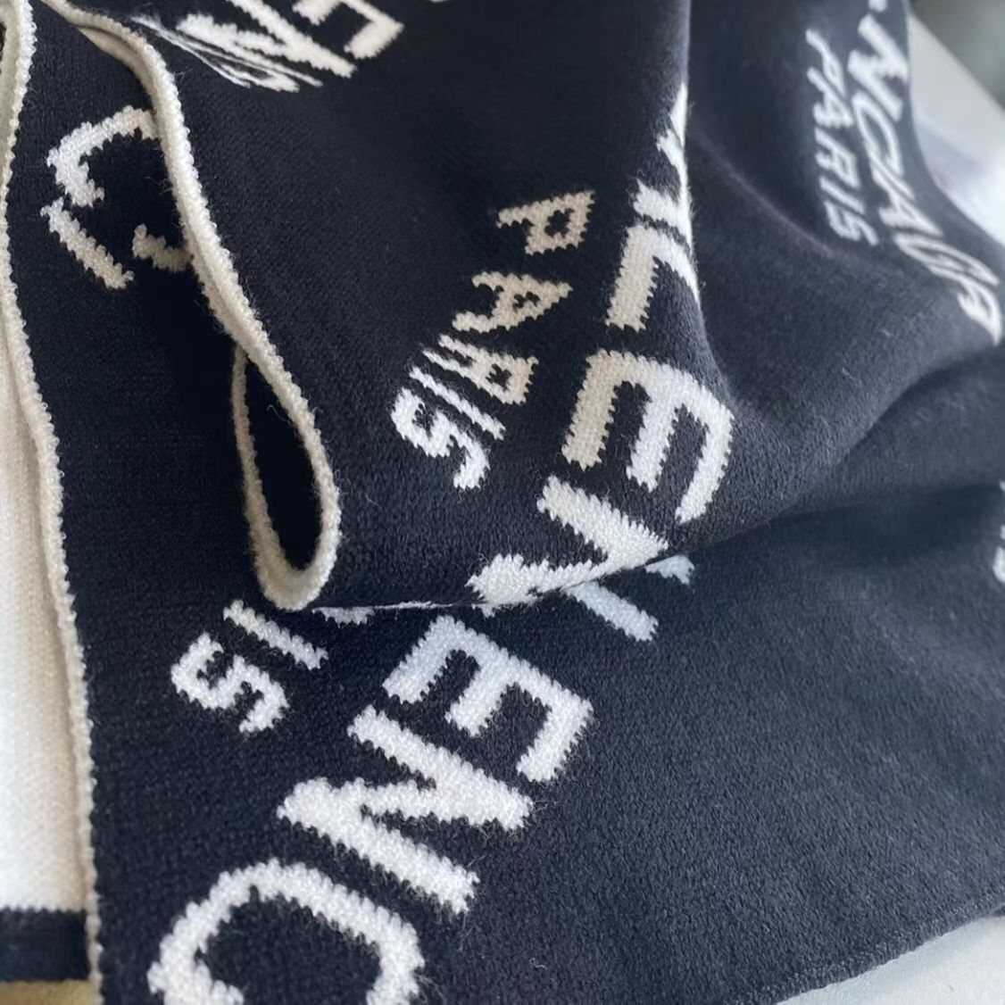 Balenciaga Black & White Knit Scarf