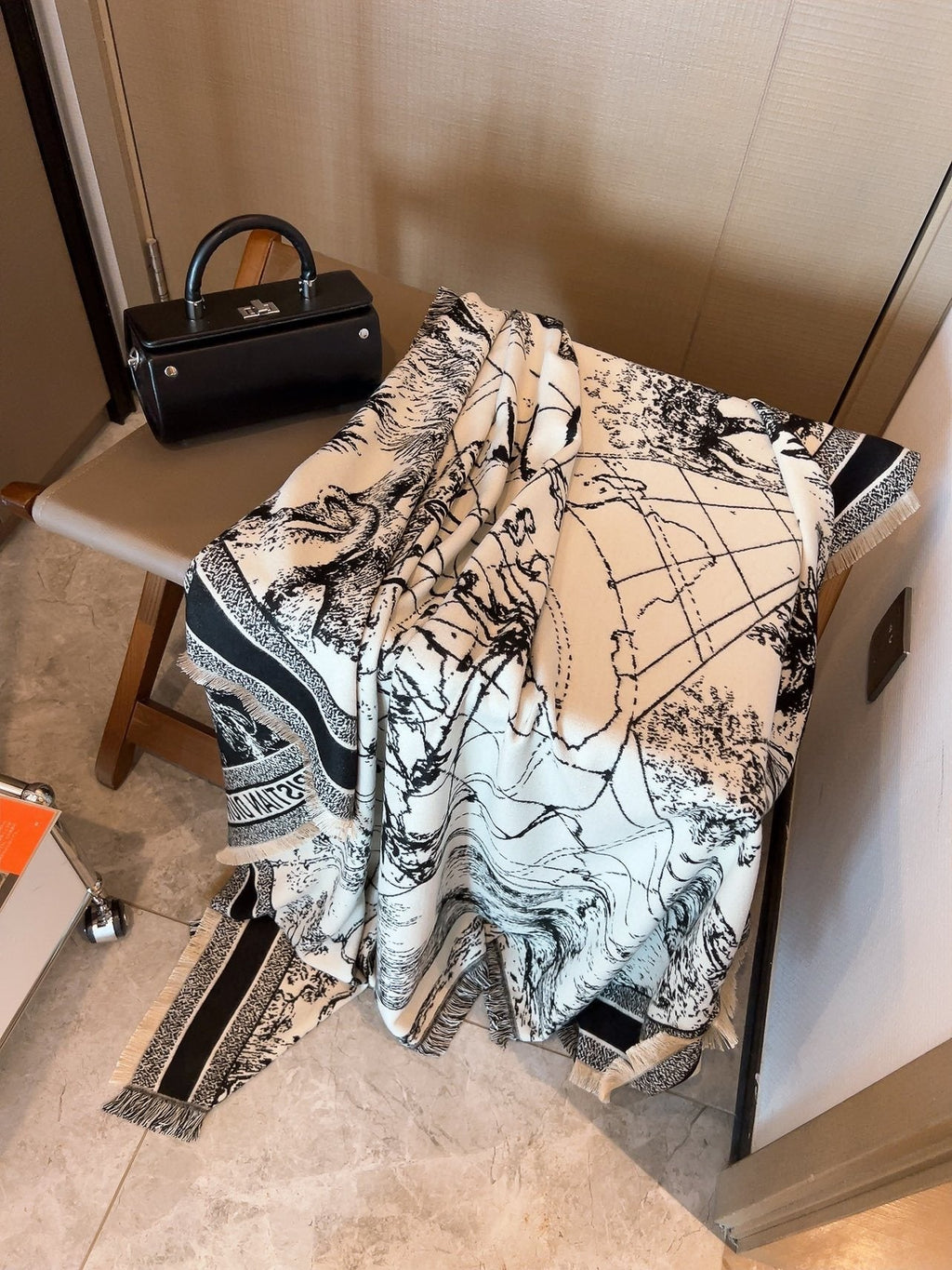 Dior Ivory and Black Toile Shawl