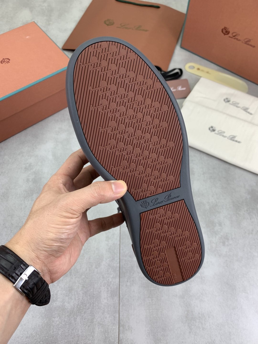 Loro Piana Navy Panel Low-Top Sneakers