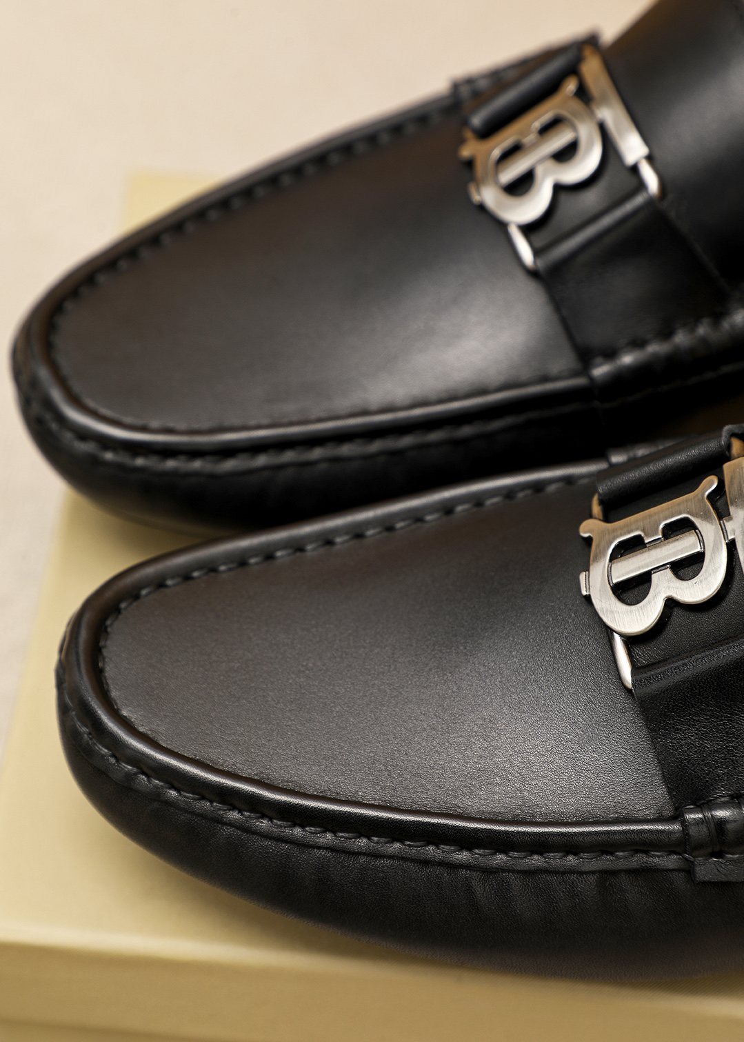 Burberry Black Metal Monogram Loafers