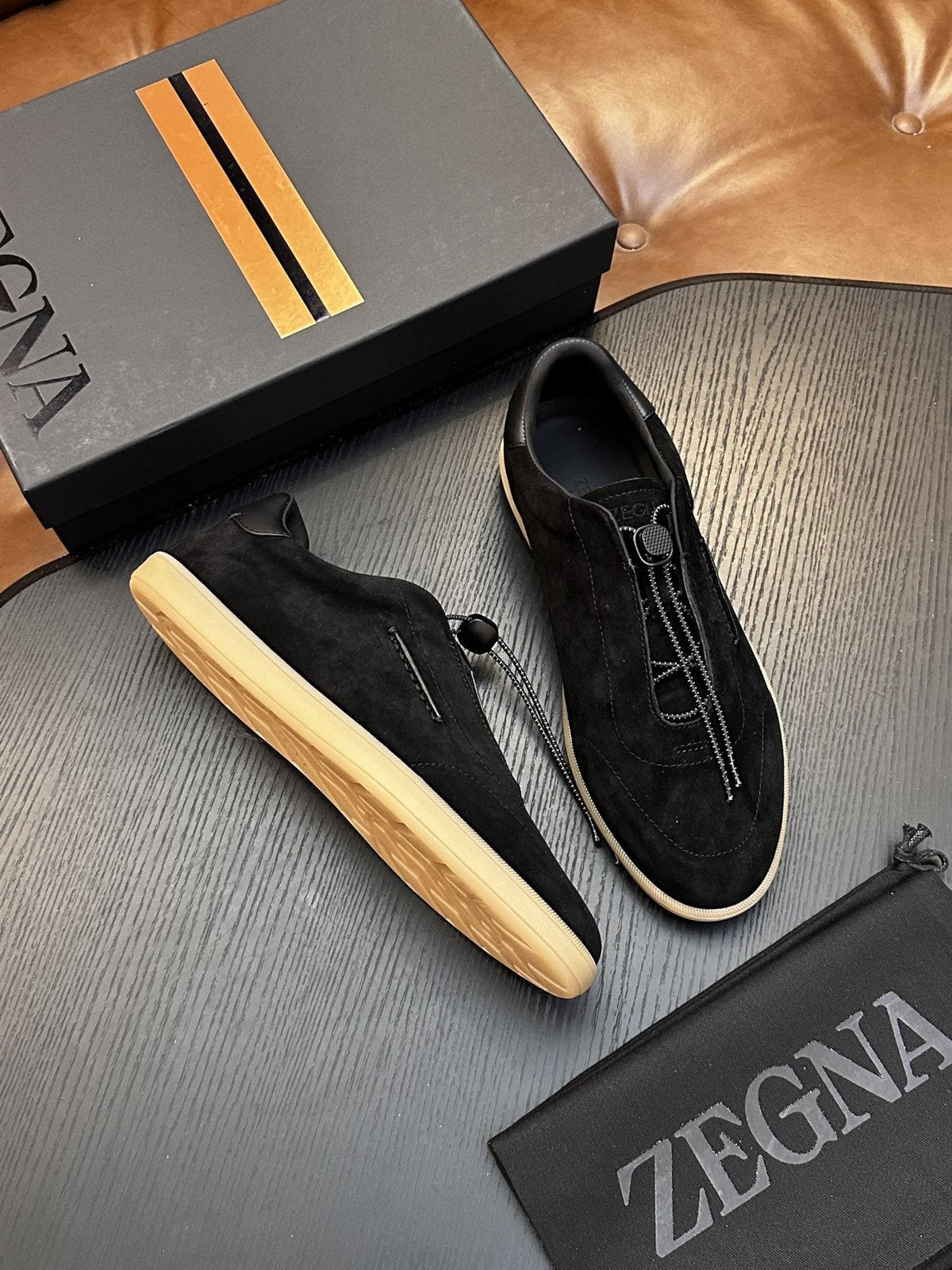 ZEGNA Triple Elastic Slip-On Sneakers