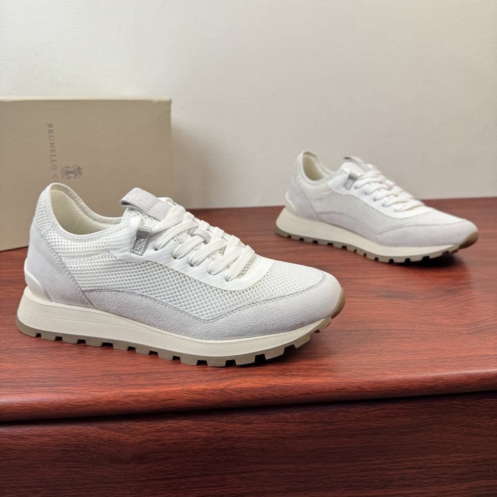 Brunello Cucinelli Mesh and Suede Sneakers
