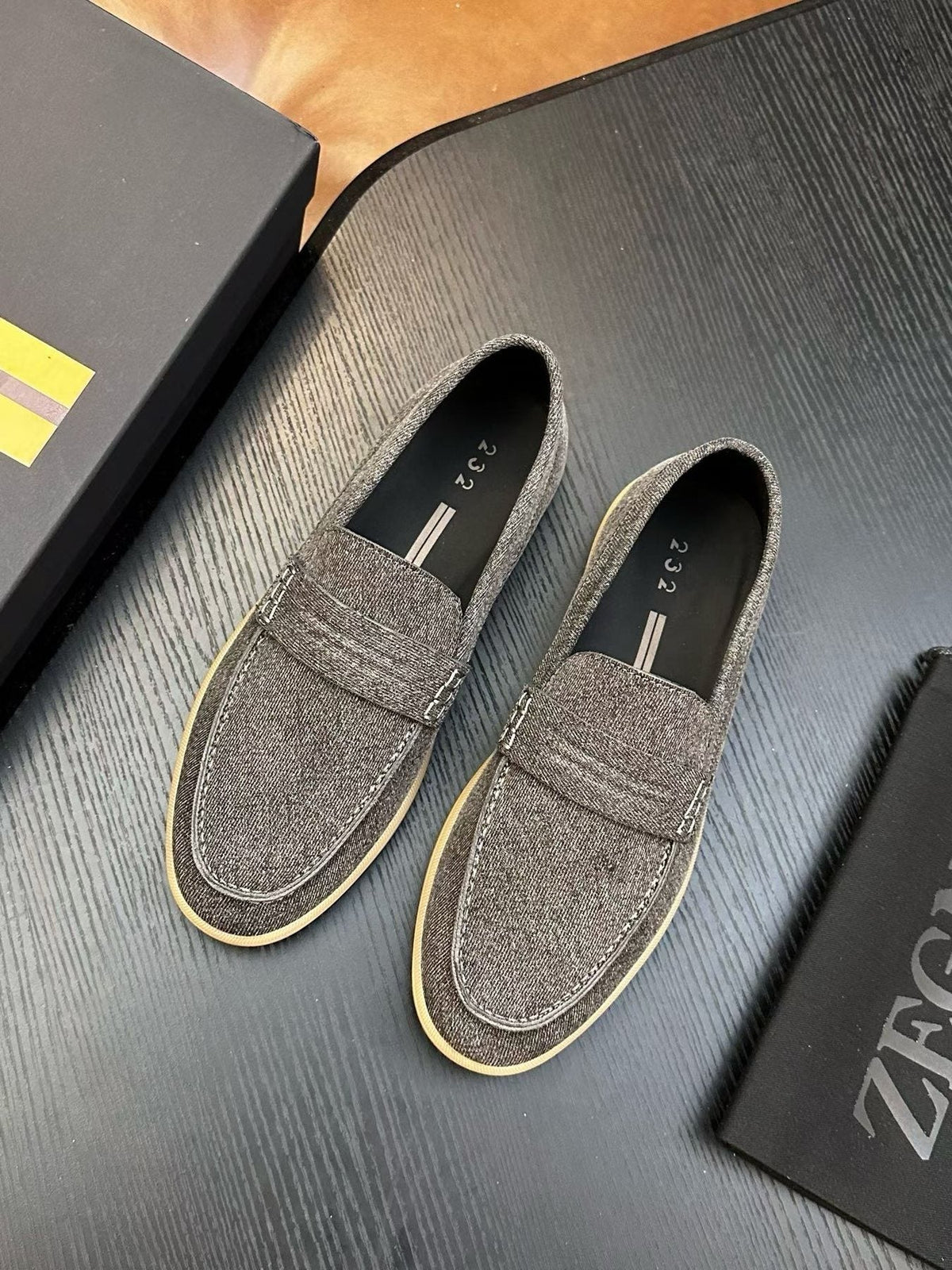 Zegna Textured Leather Strap Loafers