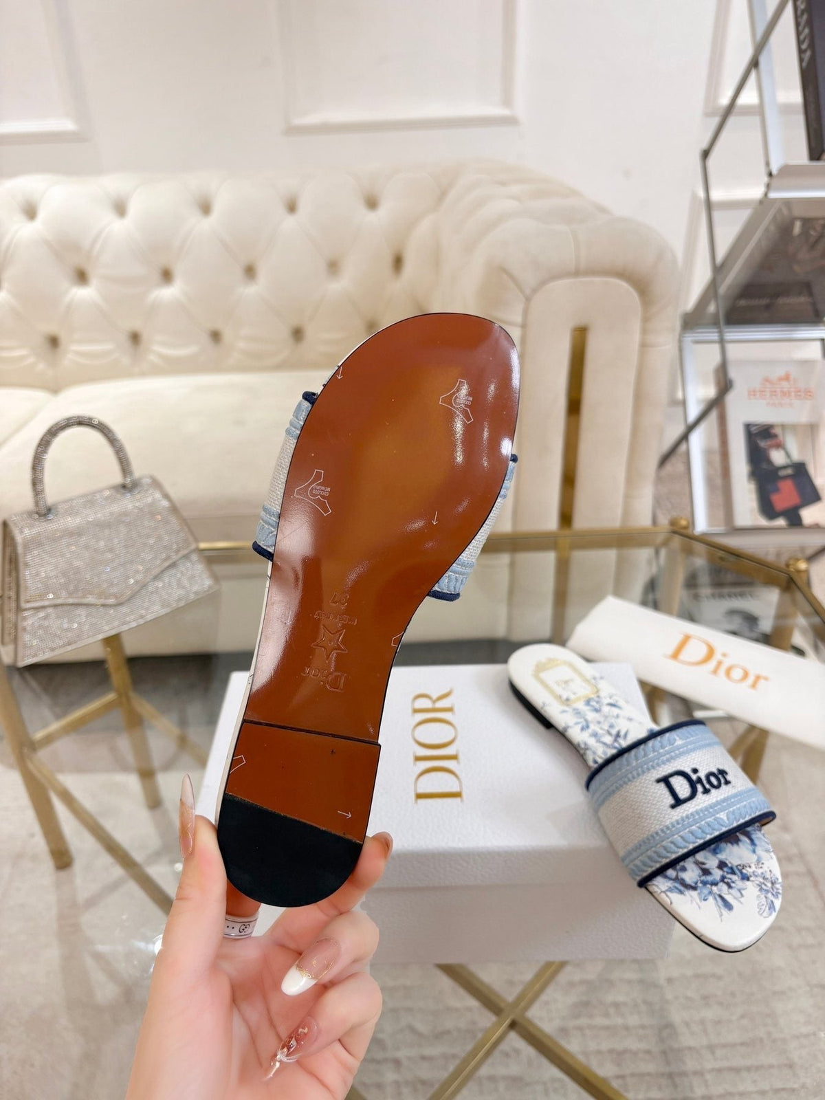 Dior Floral Print Slide Sandals