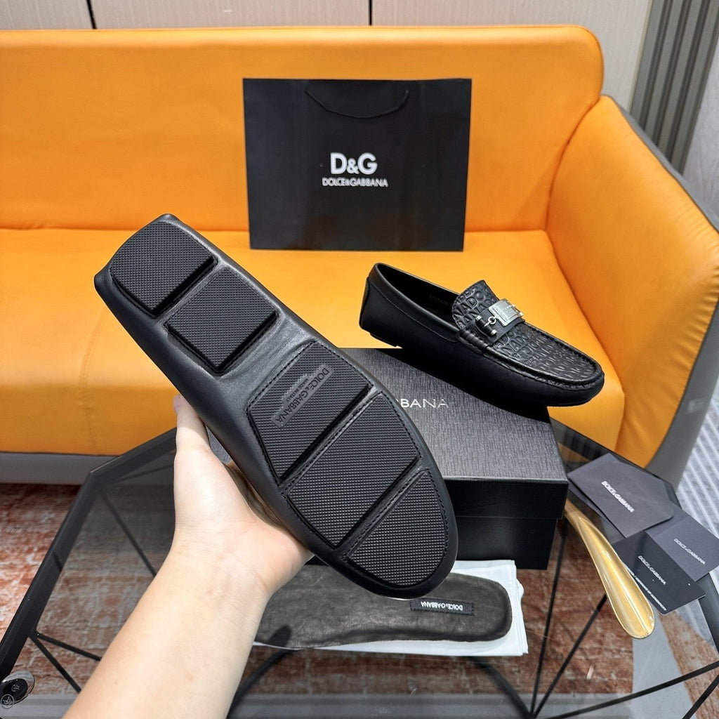 Dolce & Gabbana Embossed Leather Driving Loafers