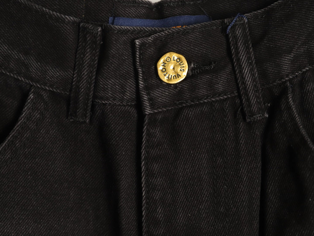 Louis Vuitton Monogram-Style Zip-Detail Utility Jeans - Black